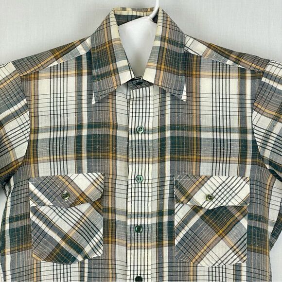 Campus Shirt‎ Mens Small Plaid Button Up Camp Hiking Short Sleeve Multicolored - Picture 2 of 12